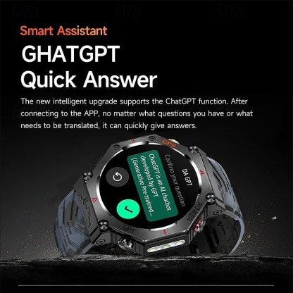 YearPeak Smartwatch with ChatGPT AI – 5ATM Waterproof, GPS, Dual-Band GNSS, Military-Grade 