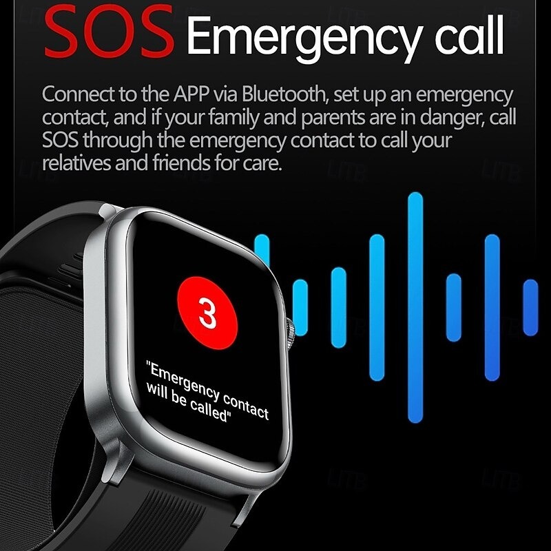 YearPeak Elderly Smartwatch – ECG, Blood Oxygen, Fall Alert, Big Screen for Seniors