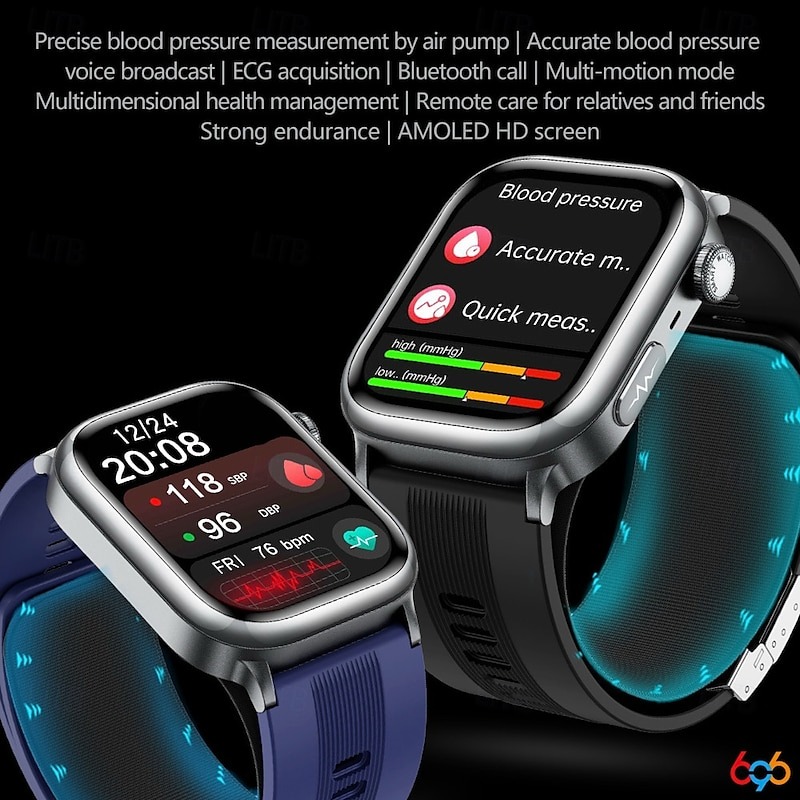 YearPeak Elderly Smartwatch – ECG, Blood Oxygen, Fall Alert, Big Screen for Seniors