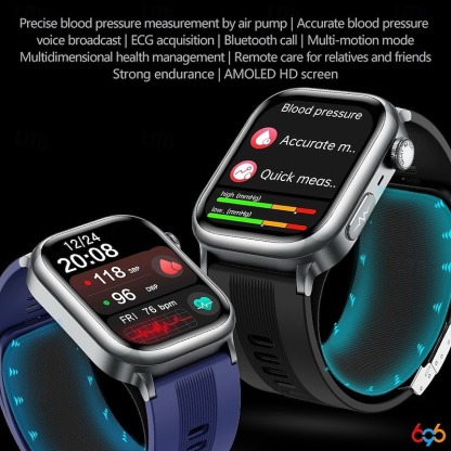 YearPeak Elderly Smartwatch – ECG, Blood Oxygen, Fall Alert, Big Screen for Seniors