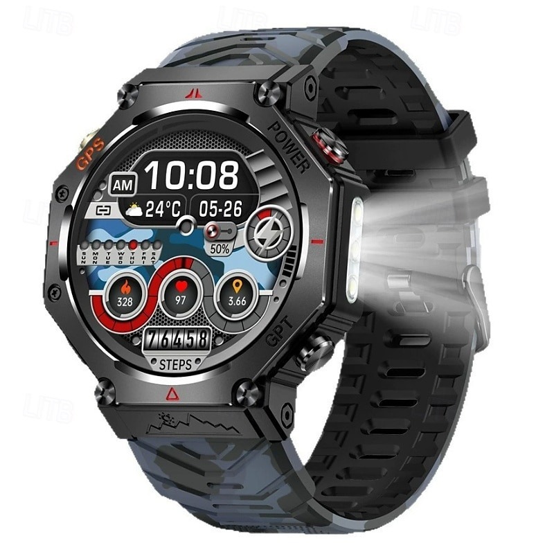 YearPeak Smartwatch with ChatGPT AI – 5ATM Waterproof, GPS, Dual-Band GNSS, Military-Grade
