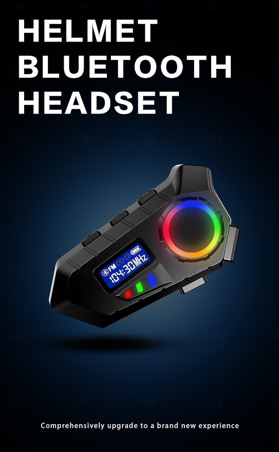 YearPeak Bluetooth Helmet Headset - FM Transmitter, Stereo Ear Hanging, Durable Motorcycle Radio