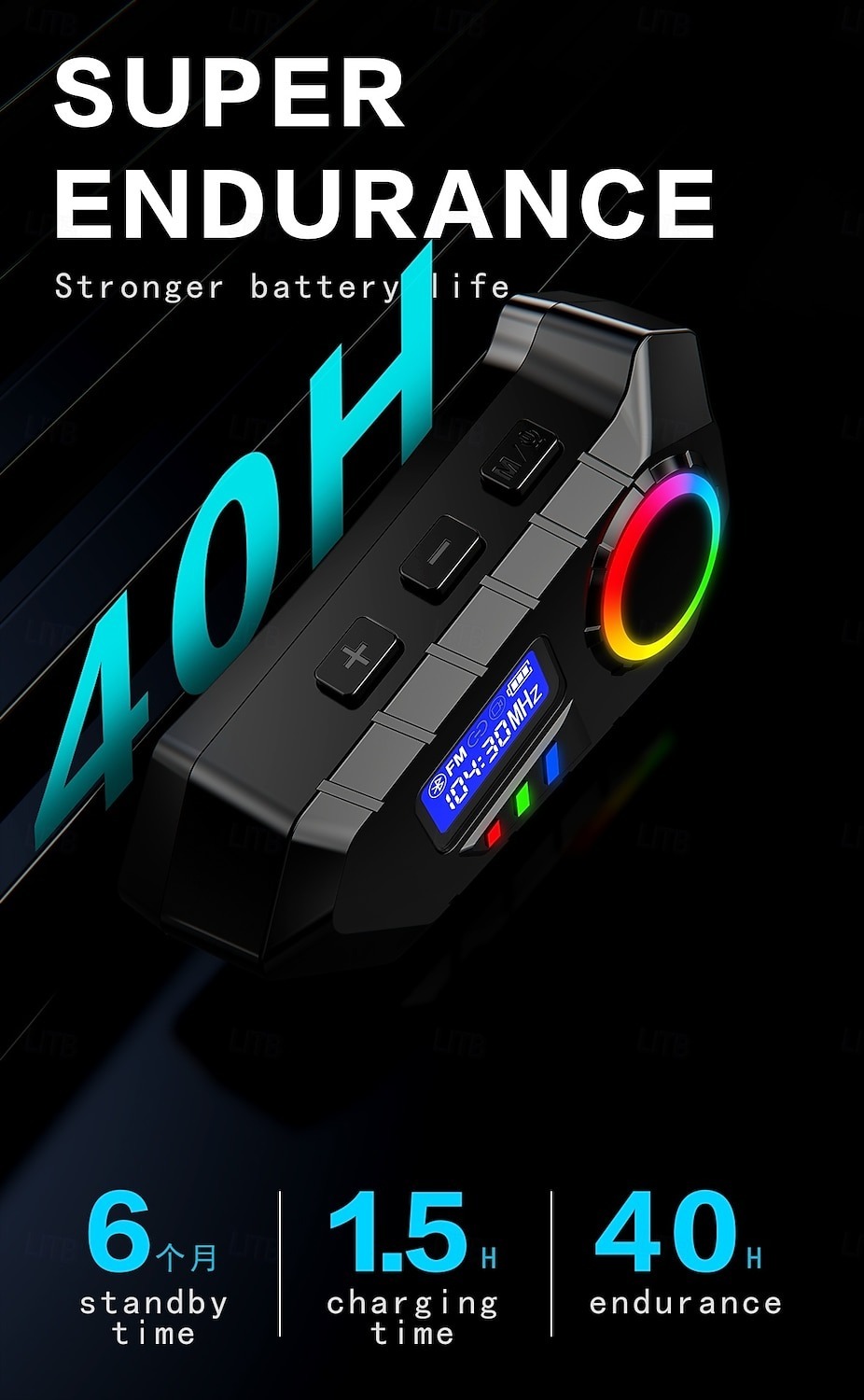 YearPeak Bluetooth Helmet Headset - FM Transmitter, Stereo Ear Hanging, Durable Motorcycle Radio