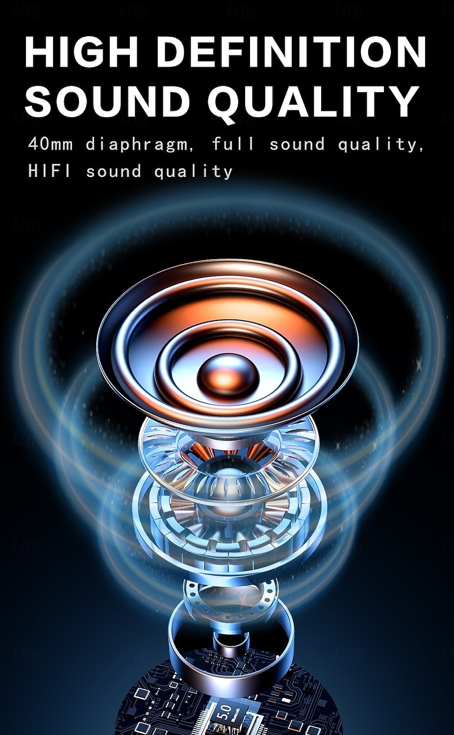 YearPeak Bluetooth Helmet Headset - FM Transmitter, Stereo Ear Hanging, Durable Motorcycle Radio