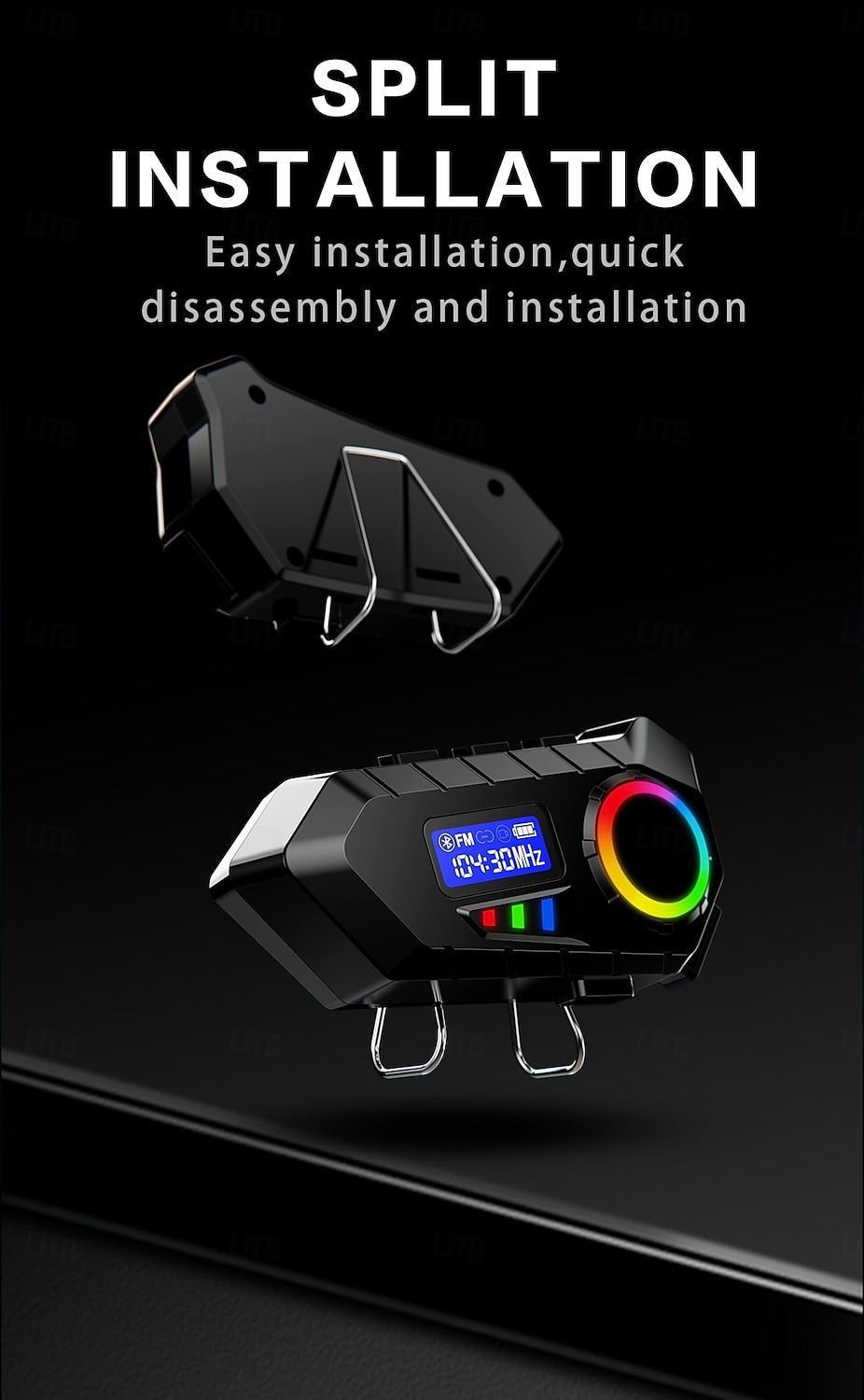 YearPeak Bluetooth Helmet Headset - FM Transmitter, Stereo Ear Hanging, Durable Motorcycle Radio