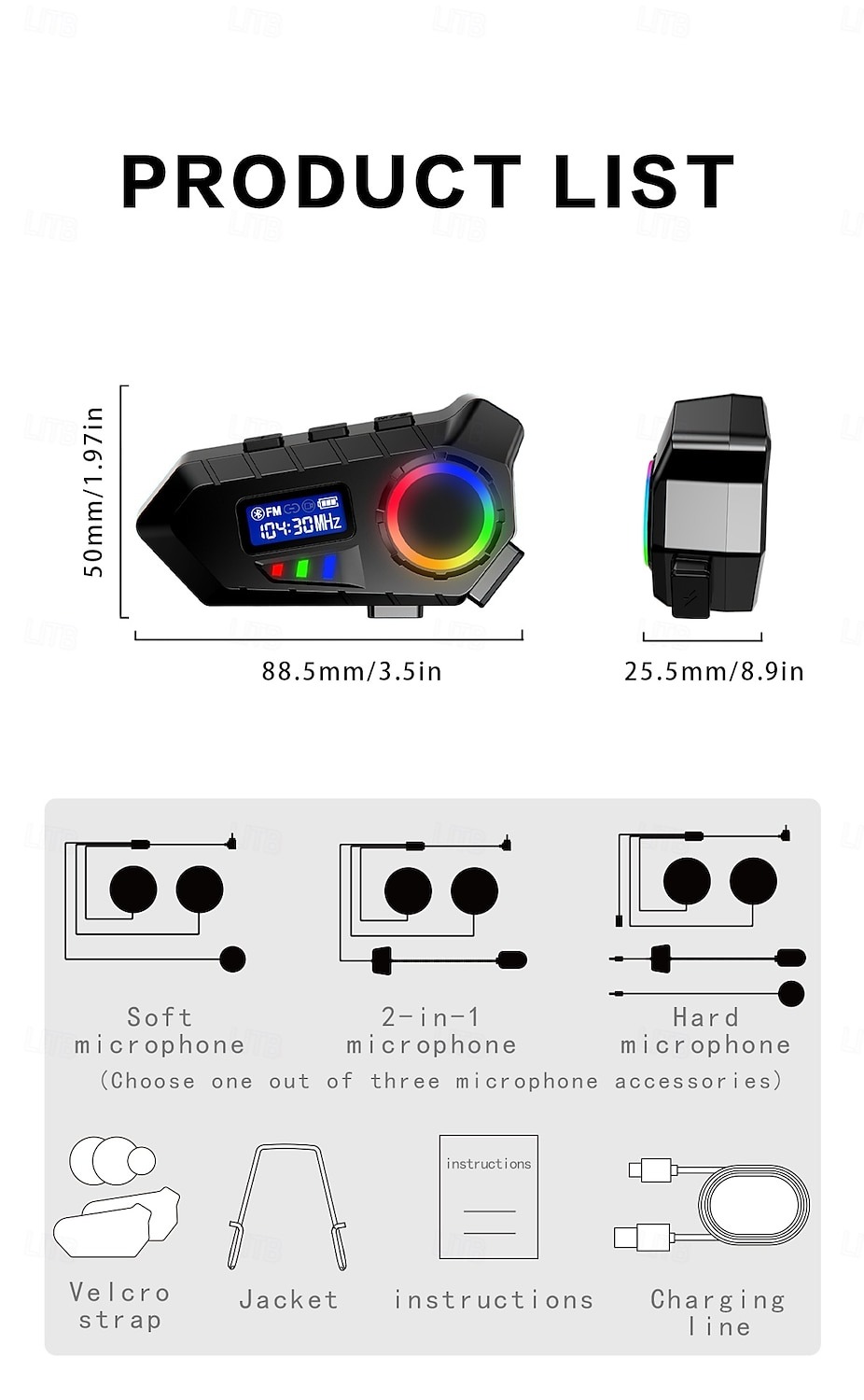 YearPeak Bluetooth Helmet Headset - FM Transmitter, Stereo Ear Hanging, Durable Motorcycle Radio