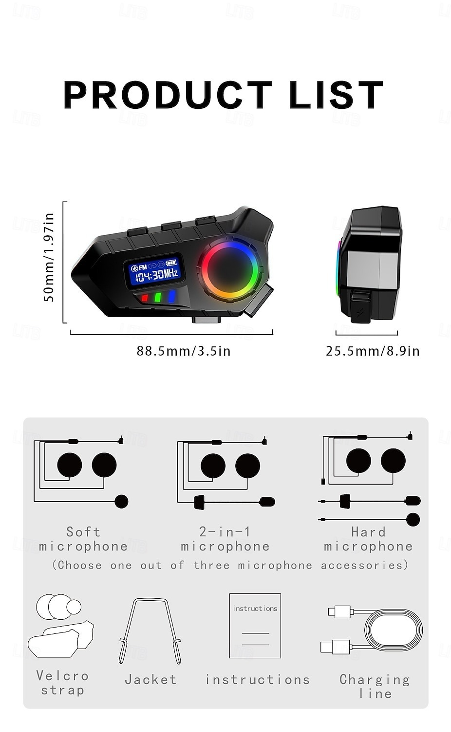 YearPeak Bluetooth Helmet Headset - FM Transmitter, Stereo Ear Hanging, Durable Motorcycle Radio
