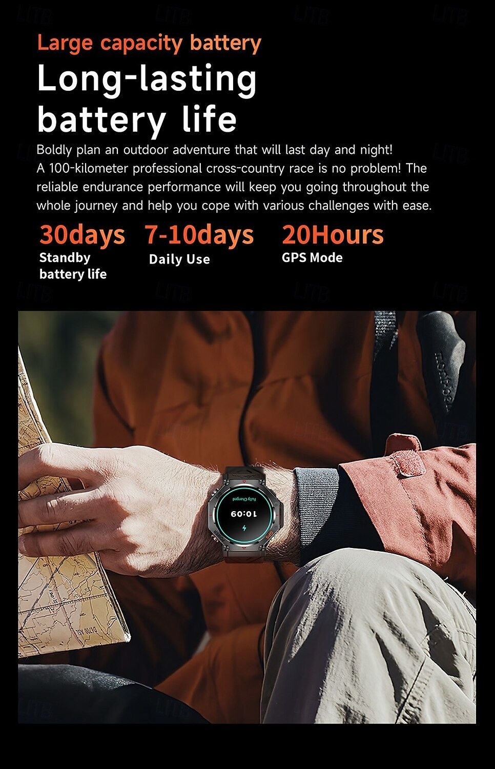 YearPeak Smartwatch with ChatGPT AI – 5ATM Waterproof, GPS, Dual-Band GNSS, Military-Grade