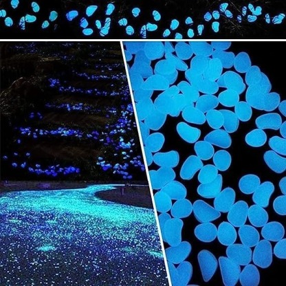 YearPeak Glow in The Dark Pebbles - 1000PCS Blue Luminous Garden Stones