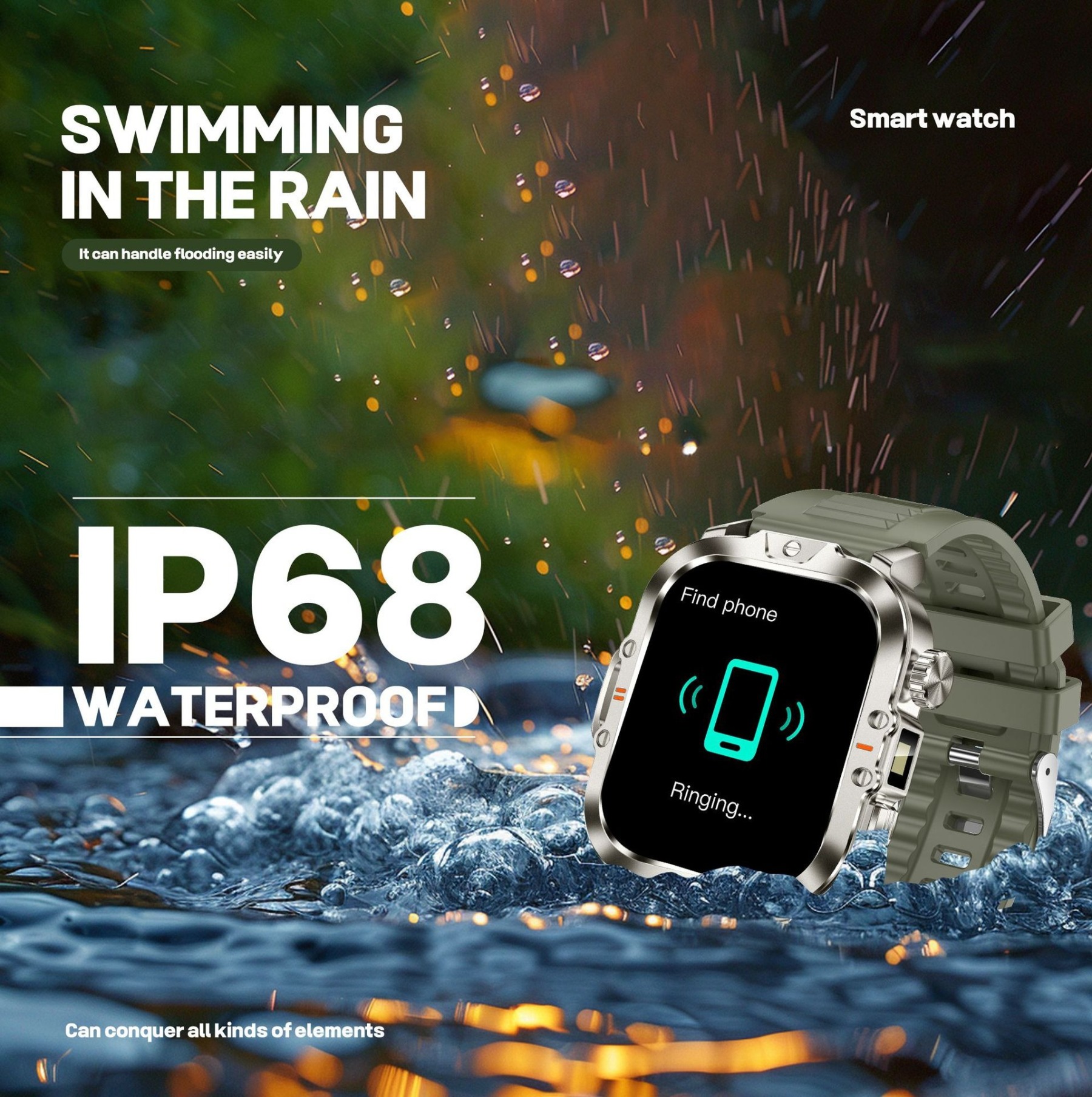 YearPeak Smartwatch 2.01" Fitness Tracker Bluetooth Call IP68 Waterproof
