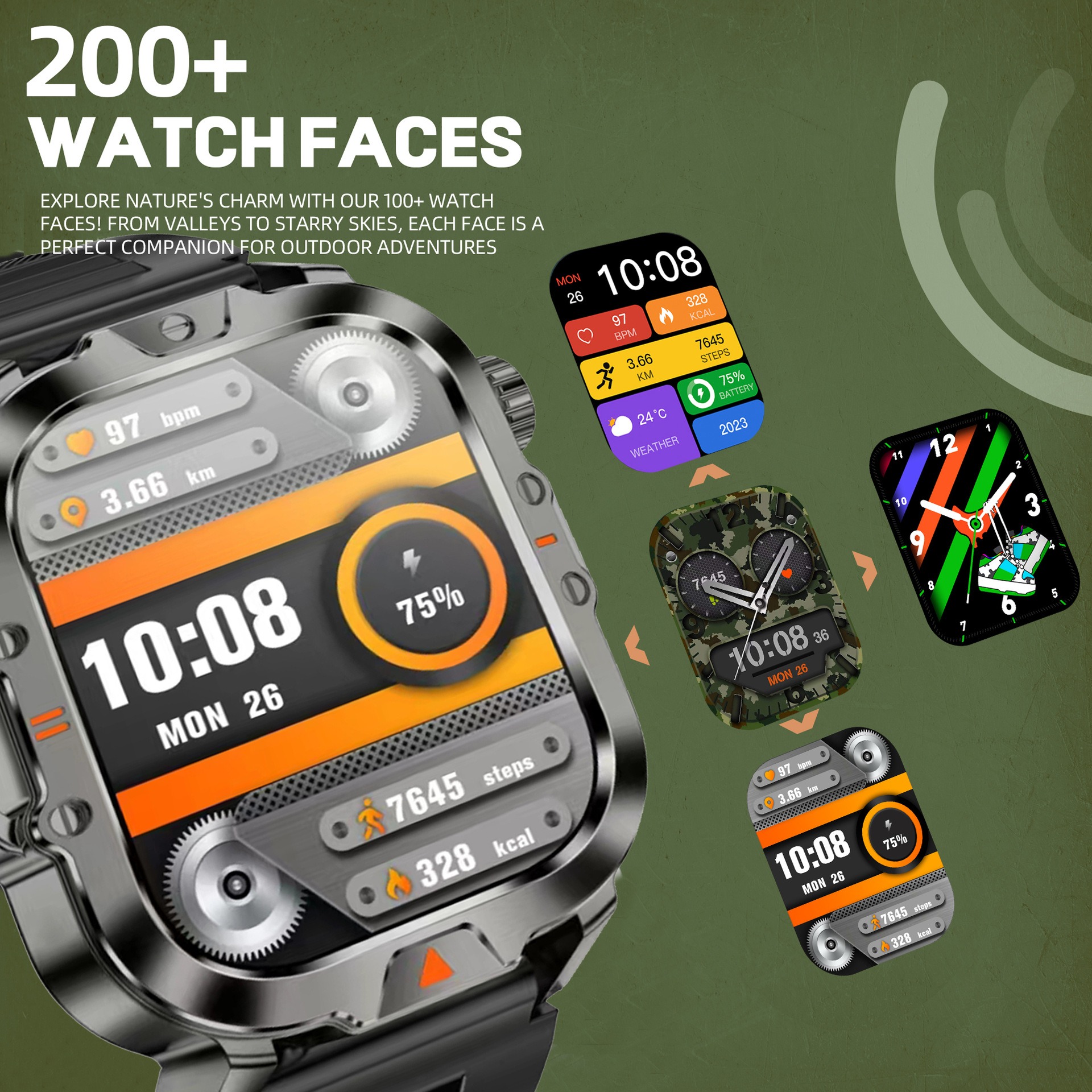 YearPeak Smartwatch 2.01" Fitness Tracker Bluetooth Call IP68 Waterproof