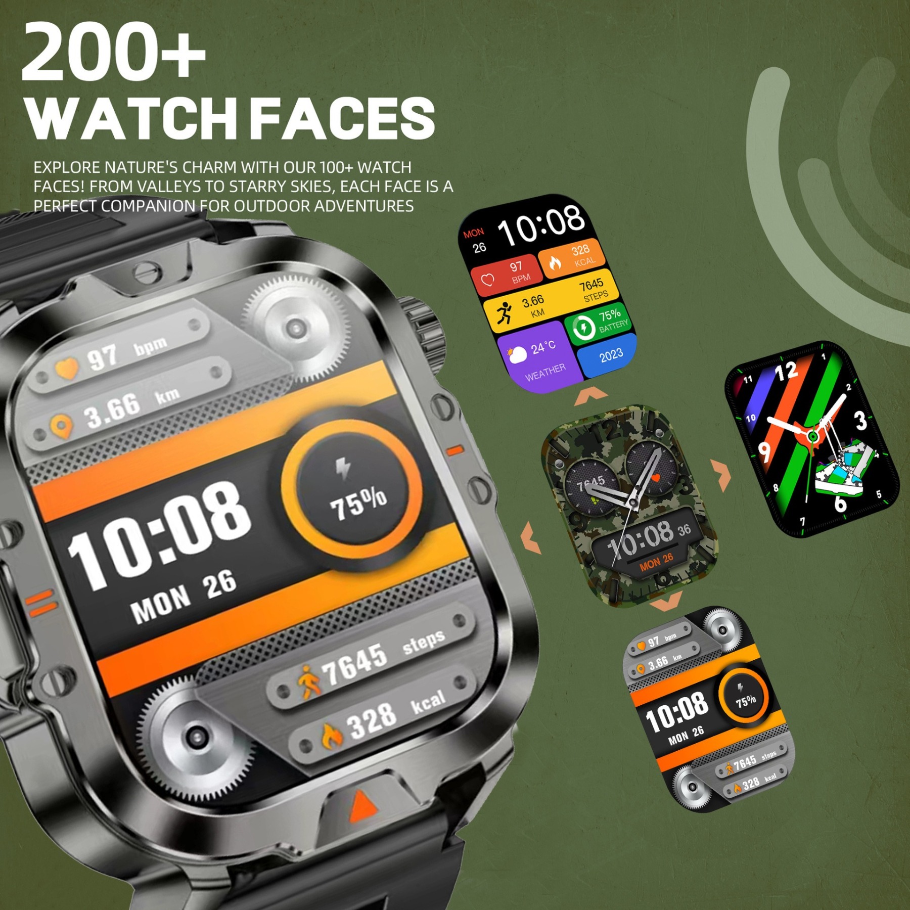 YearPeak Smartwatch 2.01" Fitness Tracker Bluetooth Call IP68 Waterproof