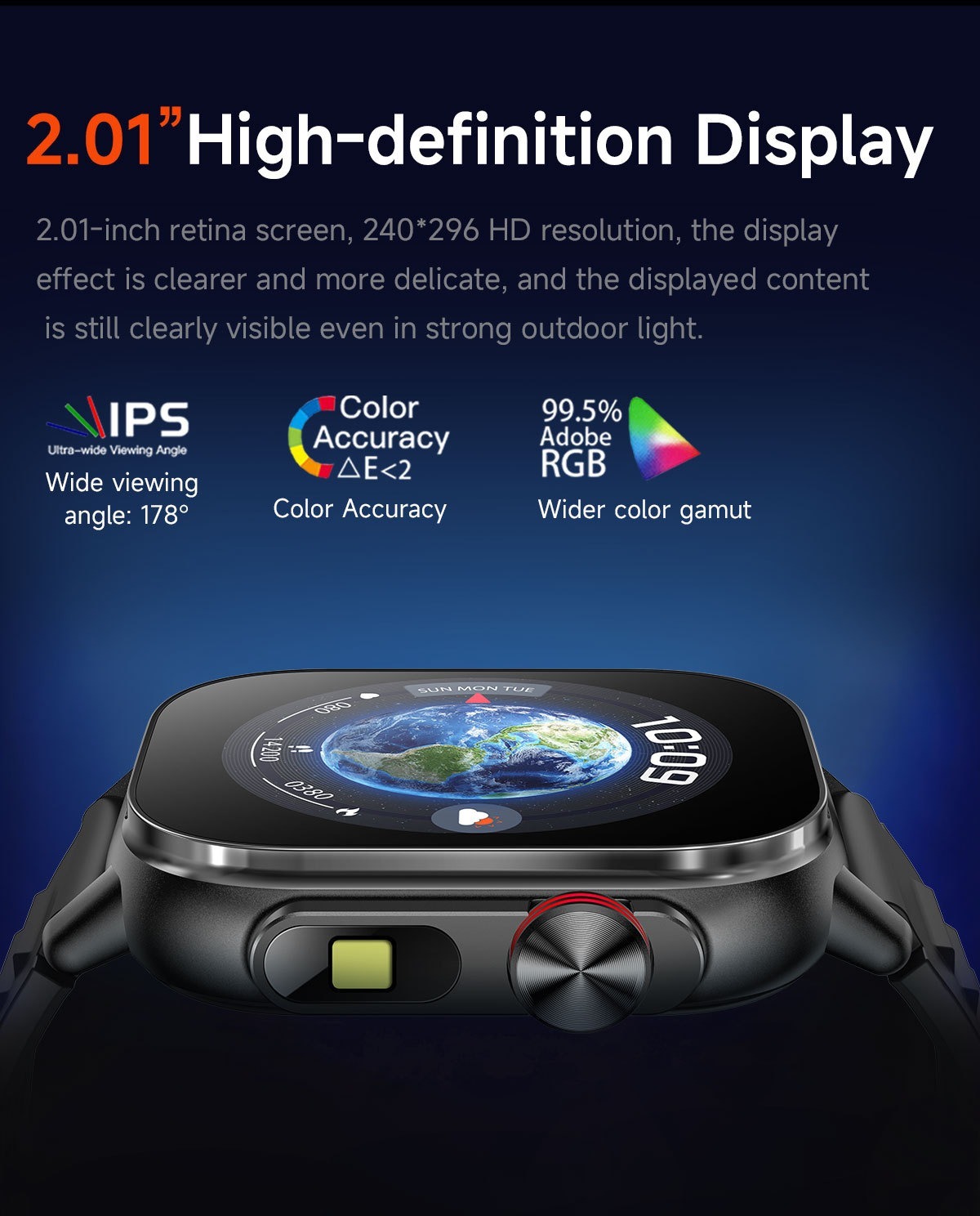 YearPeak 2.01" Smart Watch - Fitness Tracker with GPS, Waterproof, Long Battery