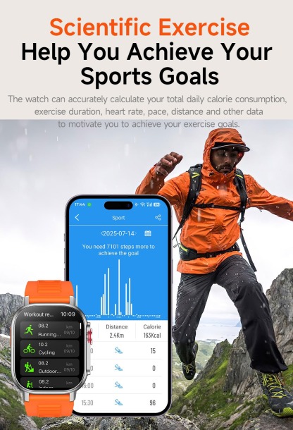 YearPeak 2.01" Smart Watch - Fitness Tracker with GPS, Waterproof, Long Battery