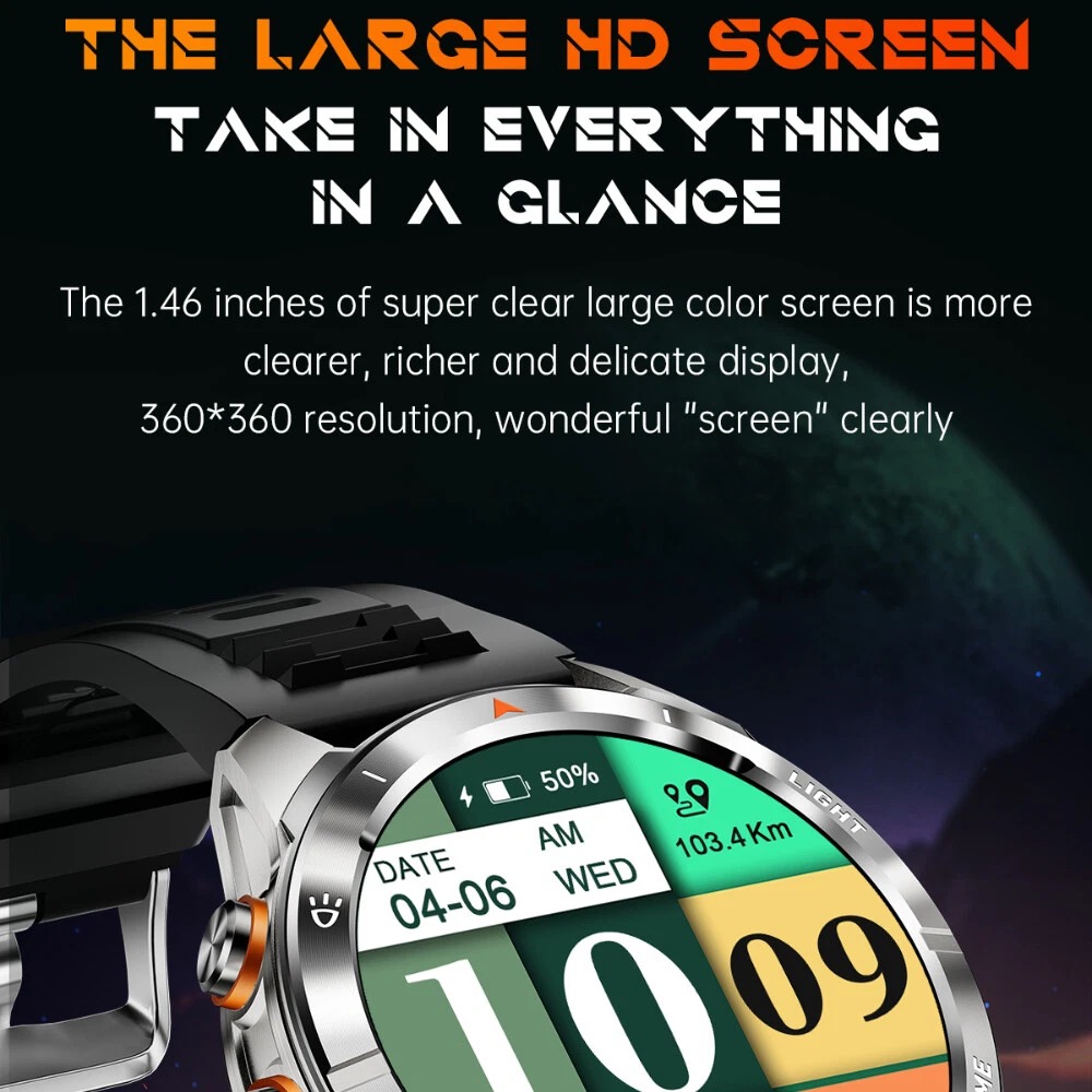 YearPeak KT80 Smartwatch: 1.46" AMOLED, Bluetooth Calls, IP68