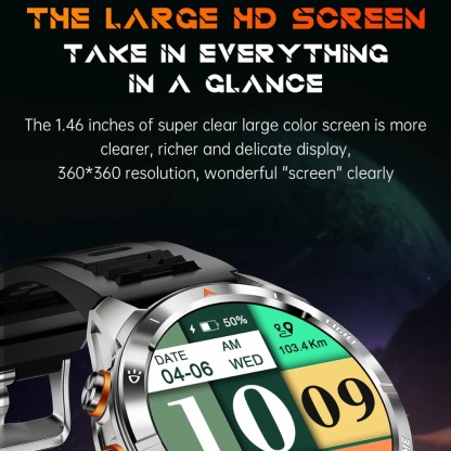 YearPeak KT80 Smartwatch: 1.46" AMOLED, Bluetooth Calls, IP68