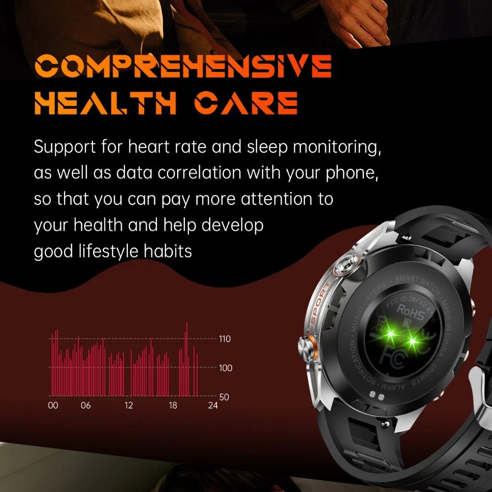 YearPeak KT80 Smartwatch: 1.46" AMOLED, Bluetooth Calls, IP68