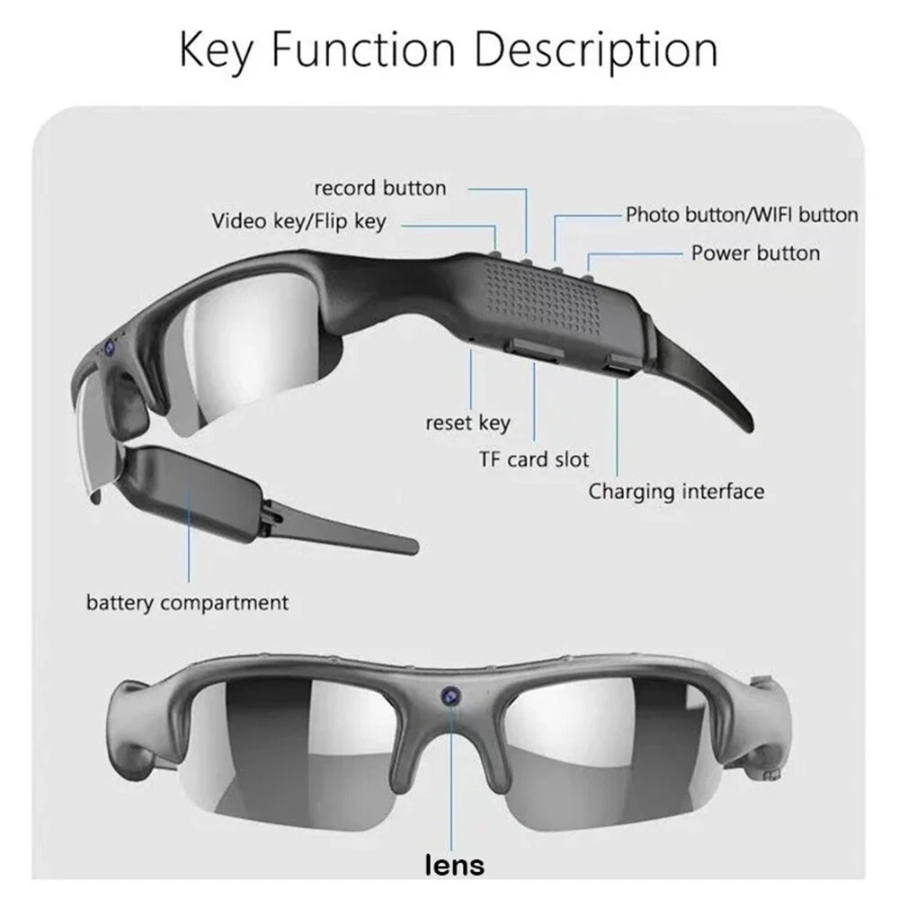 YearPeak camera glasses – 1080P HD Hands-Free Recording Glasses