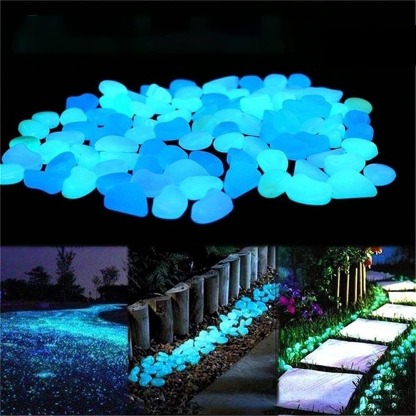 YearPeak Glow in The Dark Pebbles - 1000PCS Blue Luminous Garden Stones