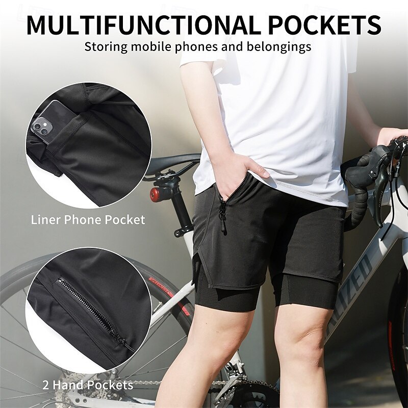 Cycling Best 2-in-1 Padded Cycling Shorts Moisture-Wicking Anti-Slip