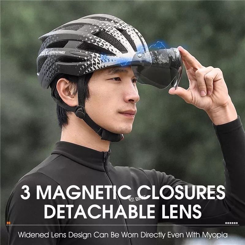 Cycling Best Magnetic Goggles Bike Helmet with LED Light Cycling Gear