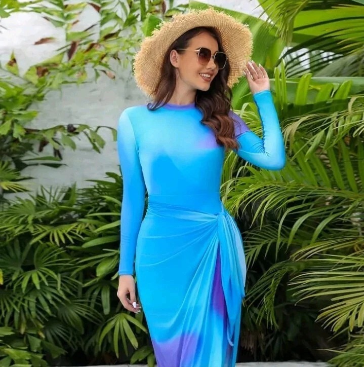 YearPeak Modest Swimwear 4-Piece Set with Scarf