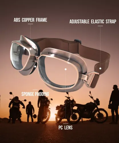 Cycling Best Retro Motorcycle Goggles - Lightweight Vintage Eyewear