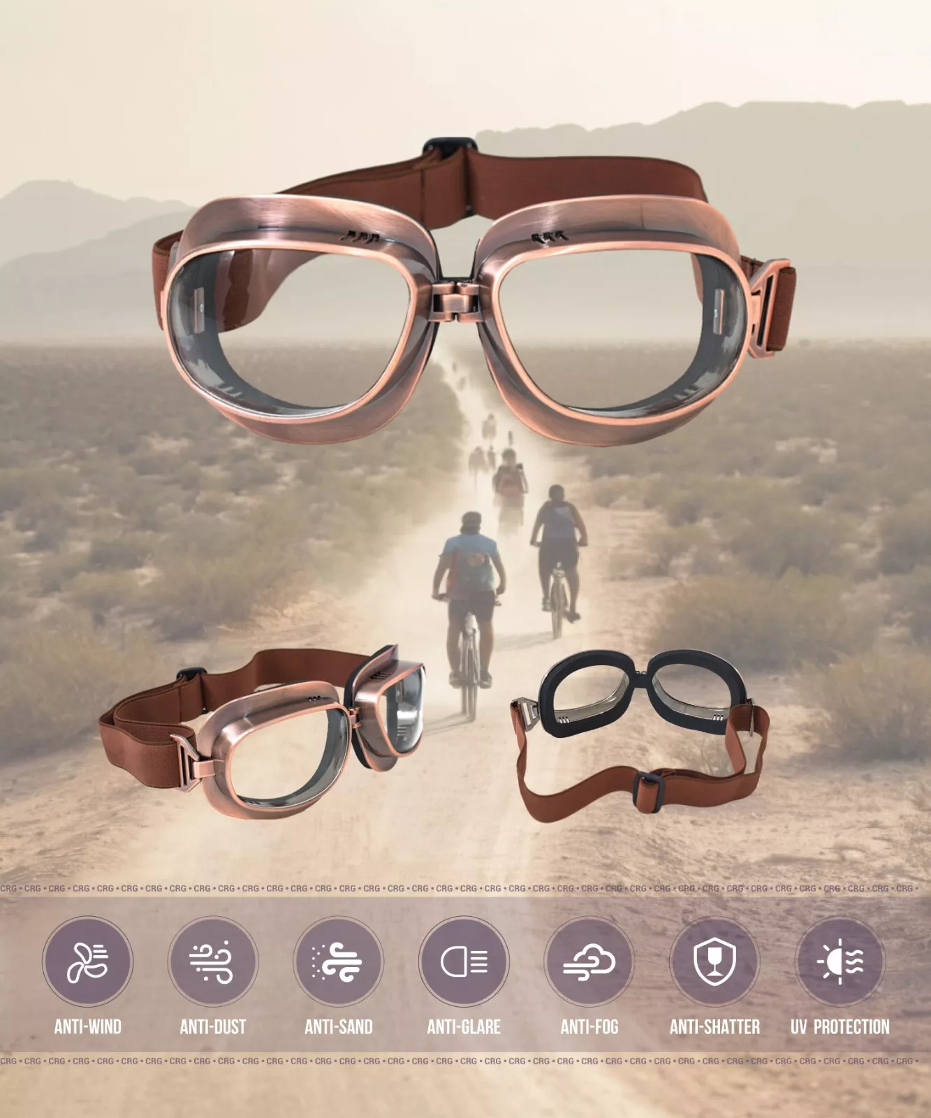 Cycling Best Retro Motorcycle Goggles - Lightweight Vintage Eyewear