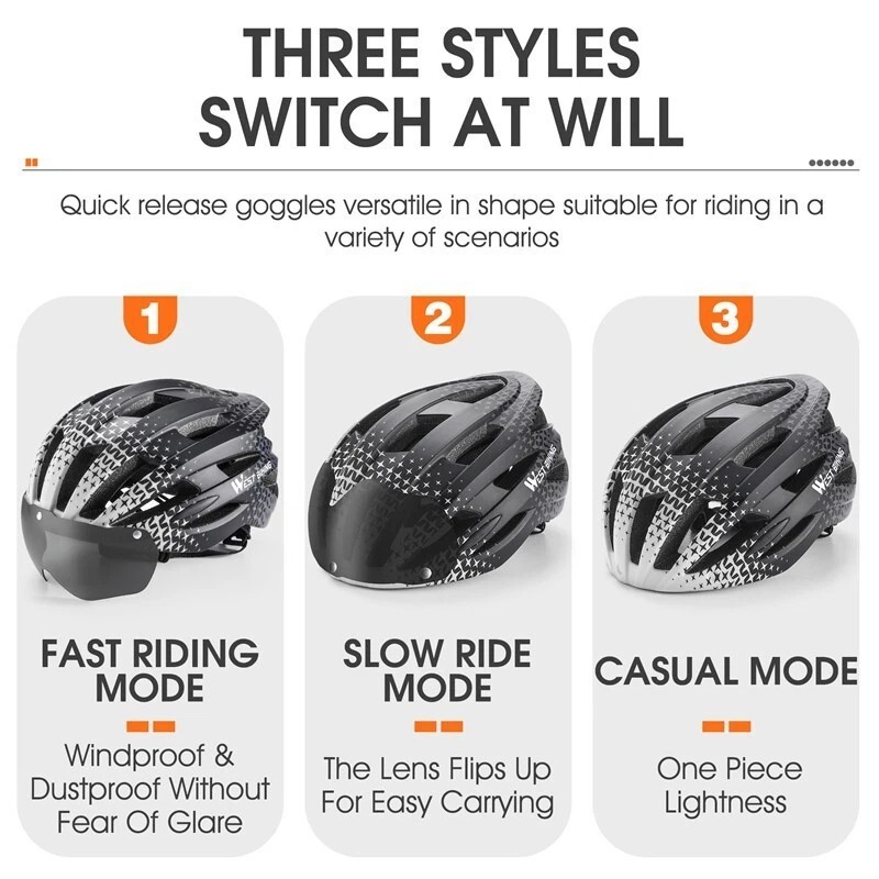 Cycling Best Magnetic Goggles Bike Helmet with LED Light Cycling Gear