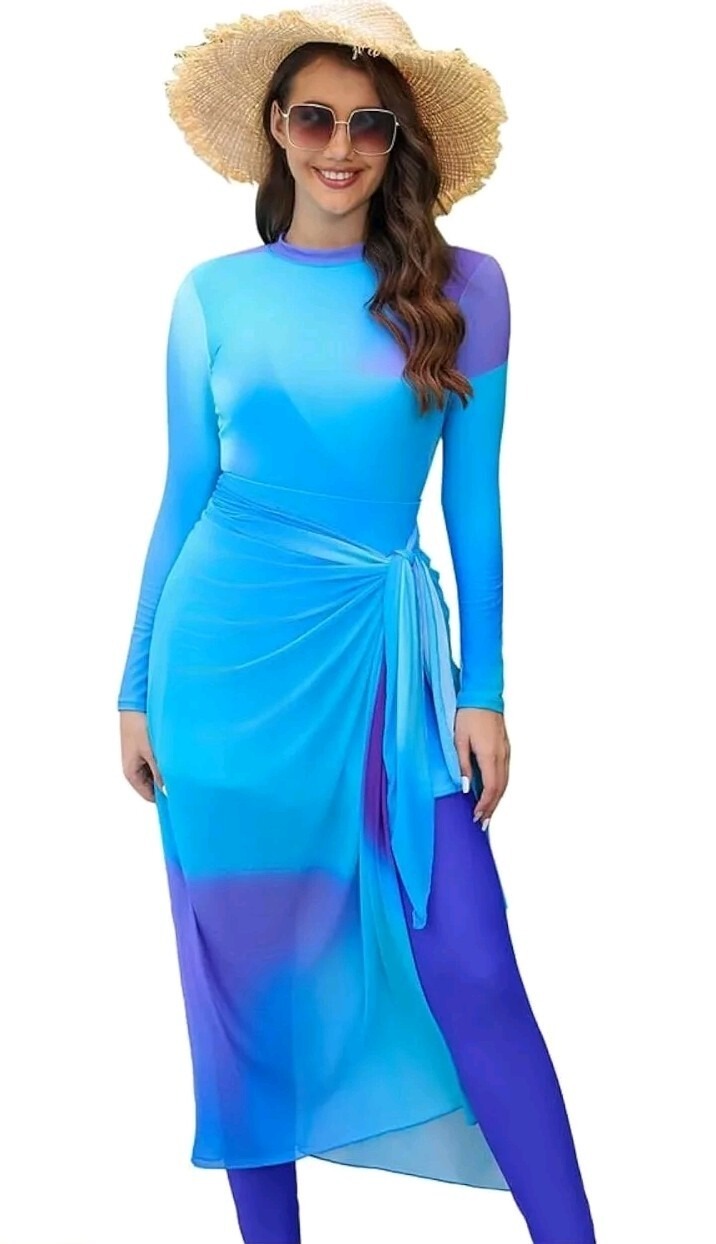 YearPeak Modest Swimwear 4-Piece Set with Scarf