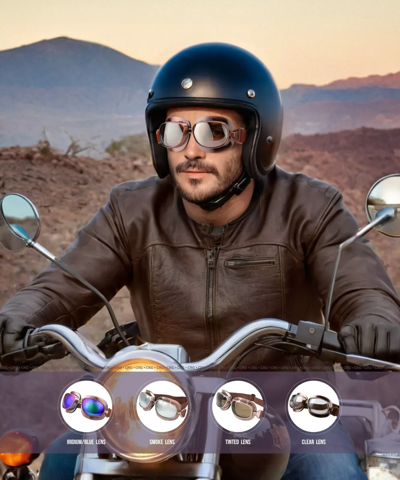 Cycling Best Retro Motorcycle Goggles - Lightweight Vintage Eyewear