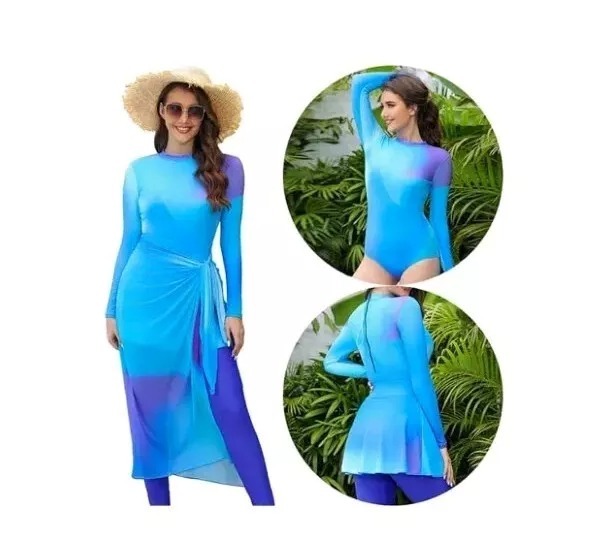 YearPeak Modest Swimwear 4-Piece Set with Scarf