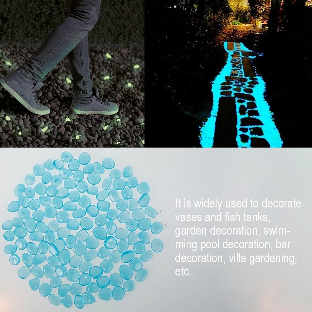 YearPeak Glow in The Dark Pebbles - 1000PCS Blue Luminous Garden Stones