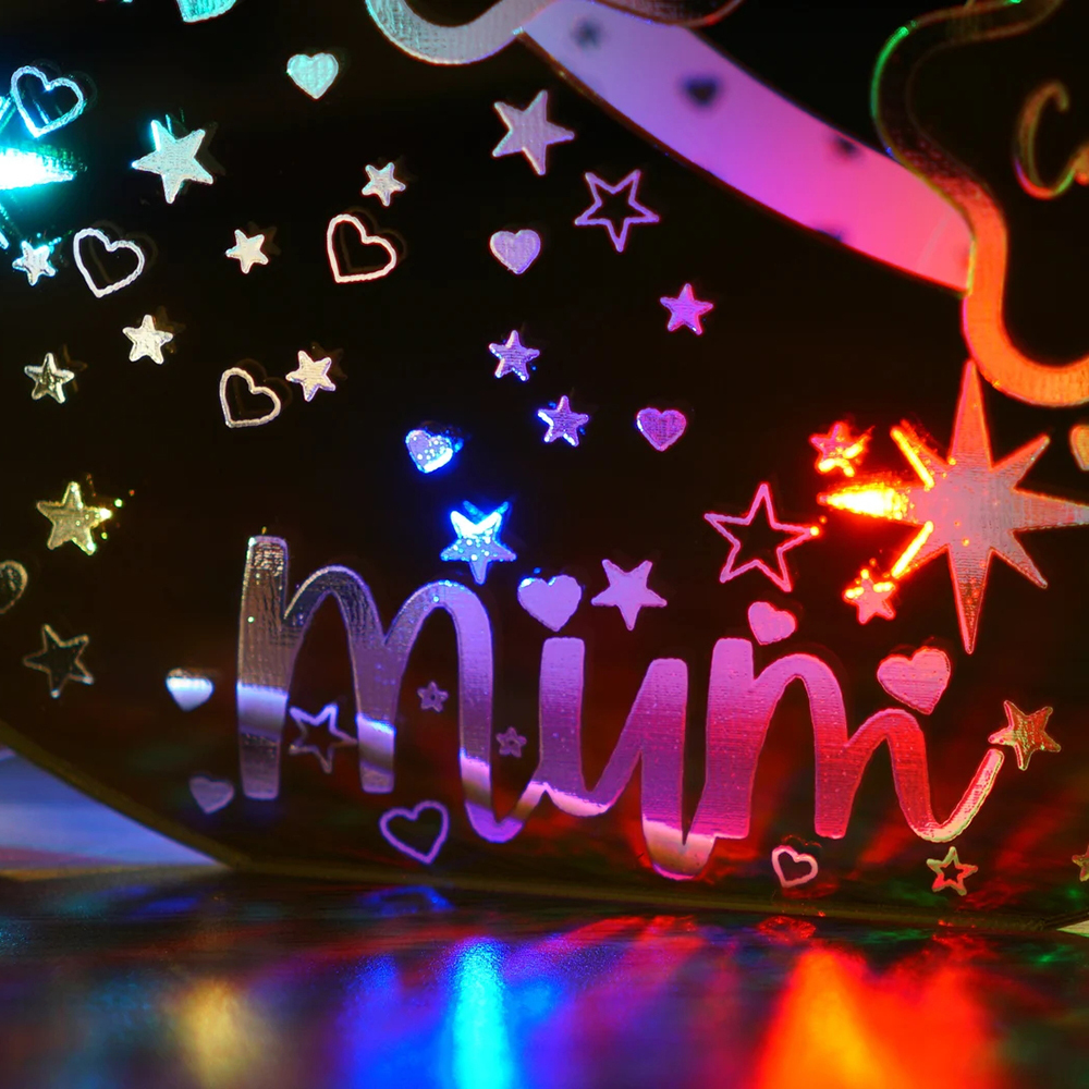 Personalisierte Acryl Mondschild Lampe für Mama Individuelles Mond Spiegellicht Sterne mit Familiennamen Muttertagsgeschenk