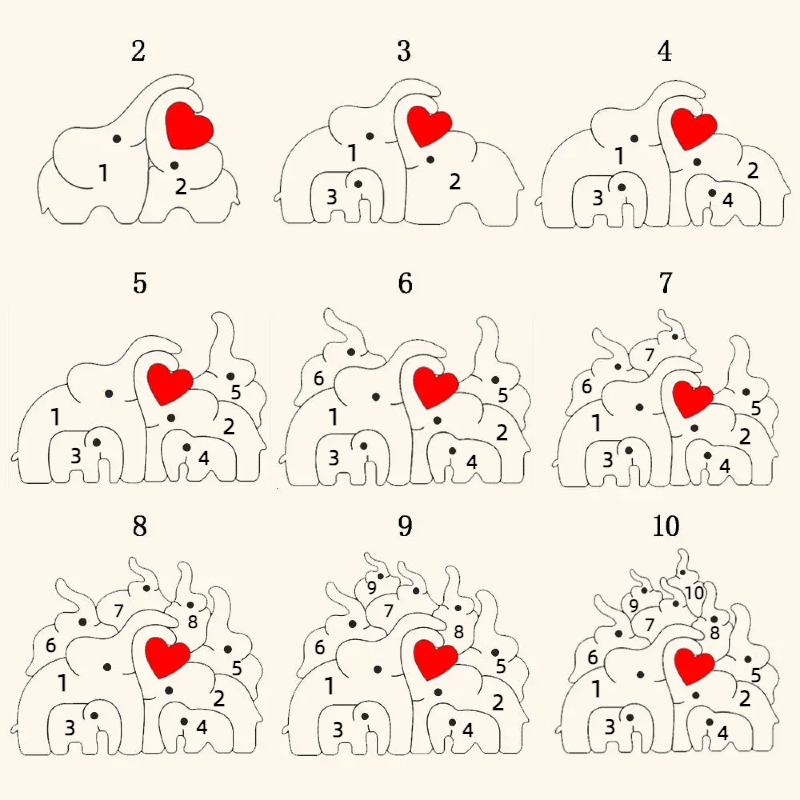 Personalisiertes Holz Elefant Familie Name Puzzle Home Decor Weihnachtsgeschenk