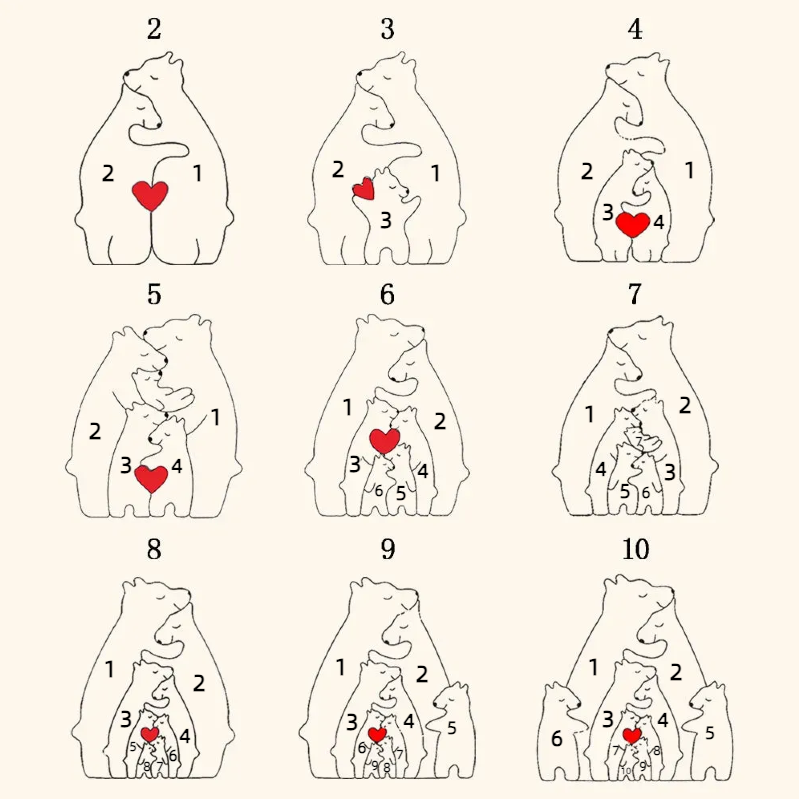 Muttertag Geschenk Personalisiertes Holz Bärenfamilien Name Puzzle Wohnkultur Andenken Geschenk