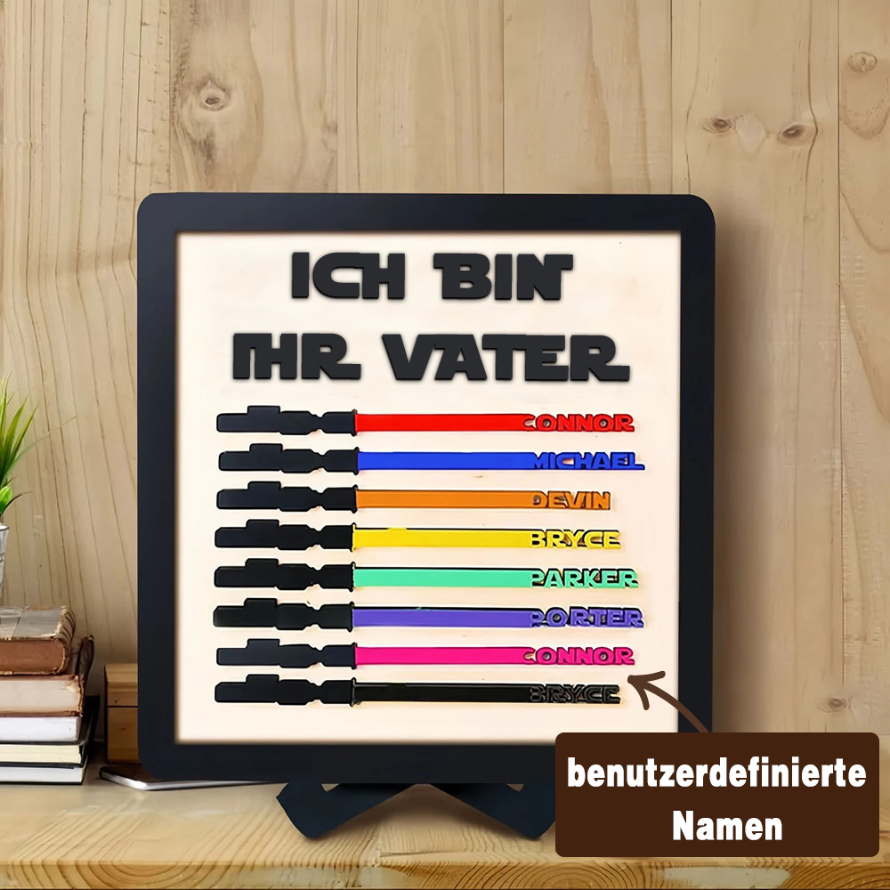 Personalisierte Familienschild Aus Holz Mit Kindernamen Ich Bin Ihr Vater Holzrahmen Vatertagsgeschenk