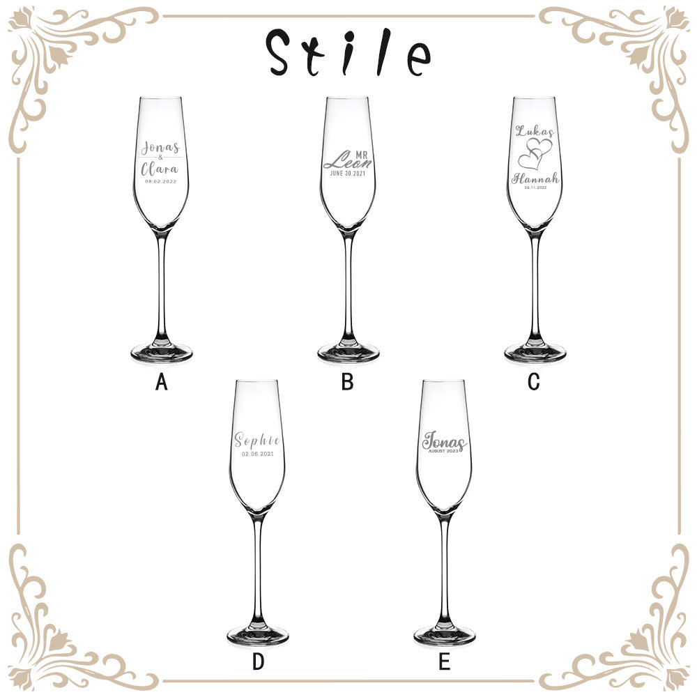 Personalisierte Champagnerflöten zur Hochzeit, 2er-Set, mit individuellem Namen und Datum gravierte Hochzeits-Toastgläser für Braut und Bräutigam  Hochzeitsgeschenke