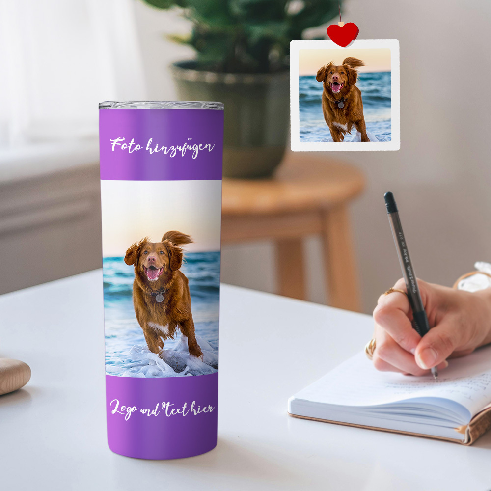 Personalisierte 0,6L Foto Tumbler Becher Individuelle Kaffee Tasse Schlanker Edelstahlbecher mit Bild Weihnachtsgeschenk