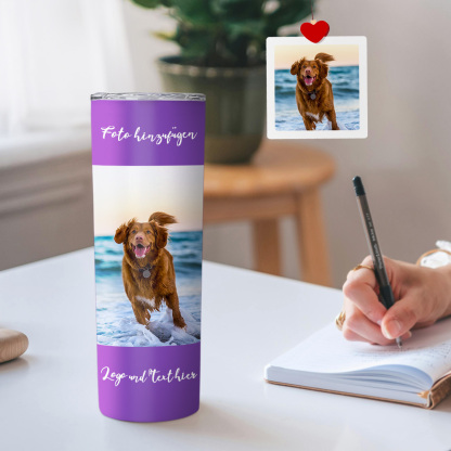 Personalisierte 0,6L Foto Tumbler Becher Individuelle Kaffee Tasse Schlanker Edelstahlbecher mit Bild Weihnachtsgeschenk
