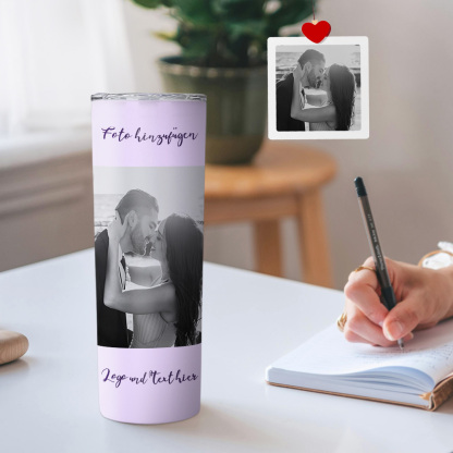 Personalisierte 0,6L Foto Tumbler Becher Individuelle Kaffee Tasse Schlanker Edelstahlbecher mit Bild Weihnachtsgeschenk