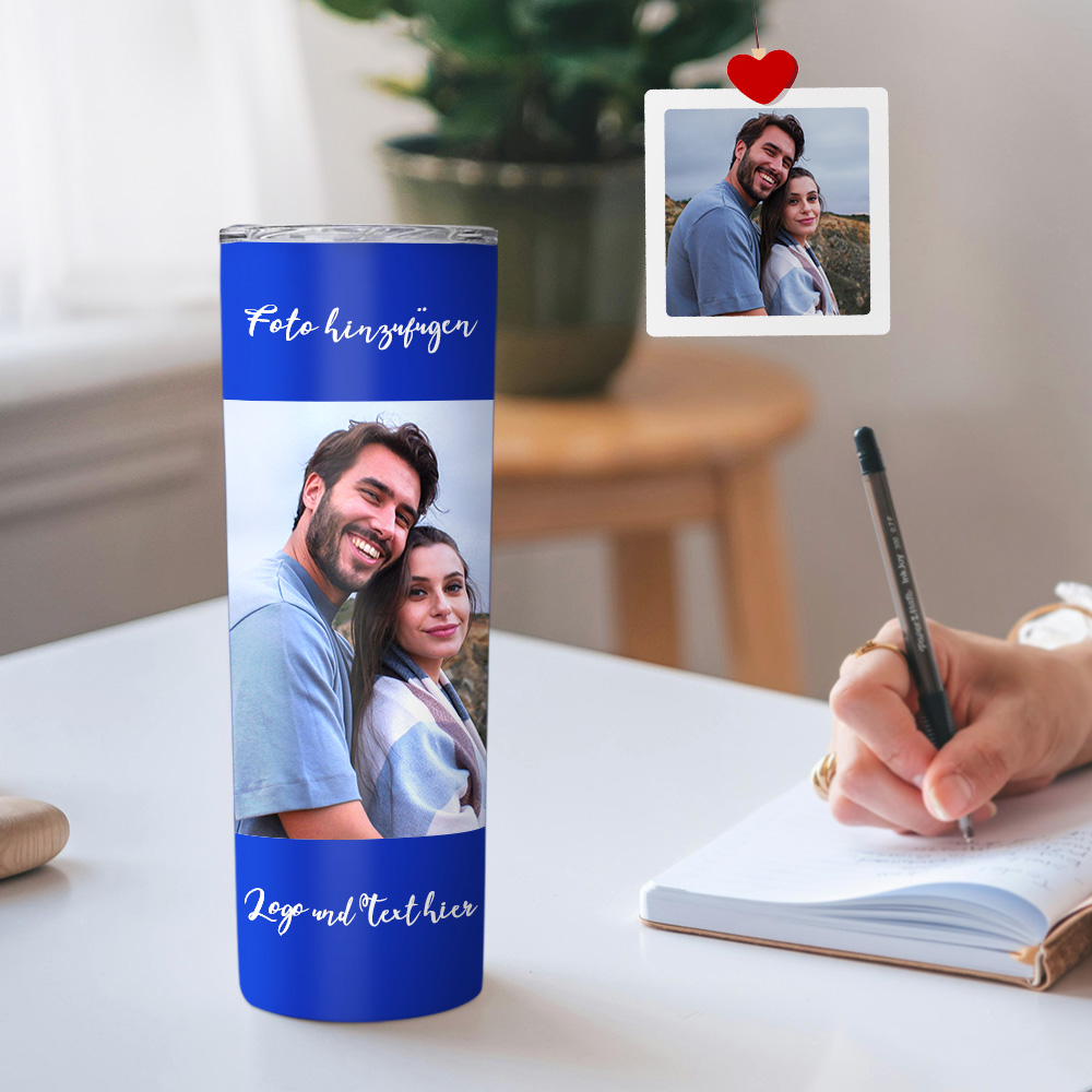 Personalisierte 0,6L Foto Tumbler Becher Individuelle Kaffee Tasse Schlanker Edelstahlbecher mit Bild Weihnachtsgeschenk