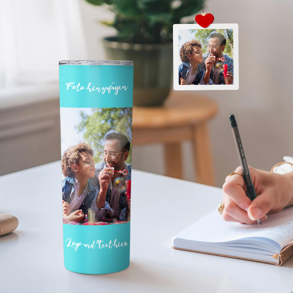 Personalisierte 0,6L Foto Tumbler Becher Individuelle Kaffee Tasse Schlanker Edelstahlbecher mit Bild Weihnachtsgeschenk