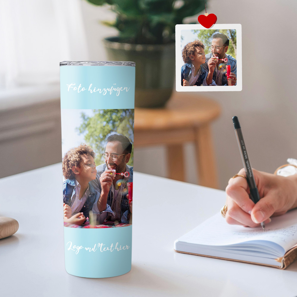Personalisierte 0,6L Foto Tumbler Becher Individuelle Kaffee Tasse Schlanker Edelstahlbecher mit Bild Weihnachtsgeschenk