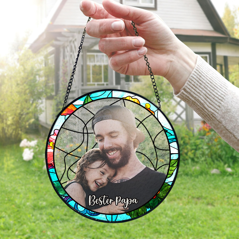 Personalisierter Foto Buntglas Fensteranhänger Sonnenfänger Zum Muttertagsgeschenk Weihnachtsgeschenk