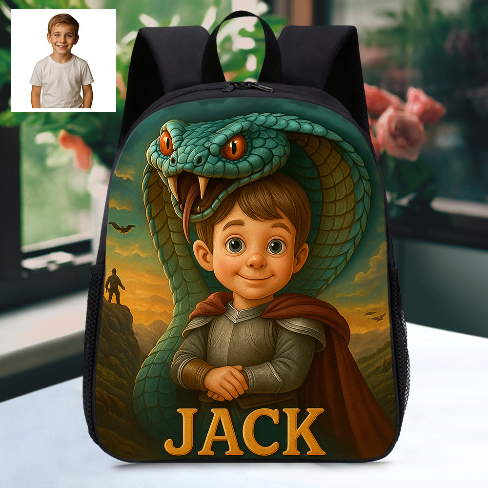 Personalisierter Kinder Rucksack Mit Foto Cartoon Und Name Individueller Schulranzen Mit Tier Motiv Geschenk Für Kinder