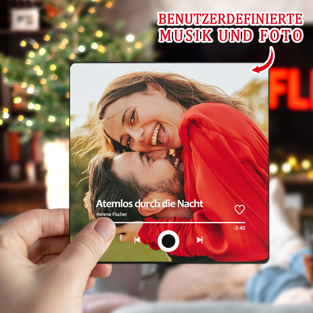 Personalisierter Kühlschrankmagnet mit Foto und Liebessong zum direkten Abspielen