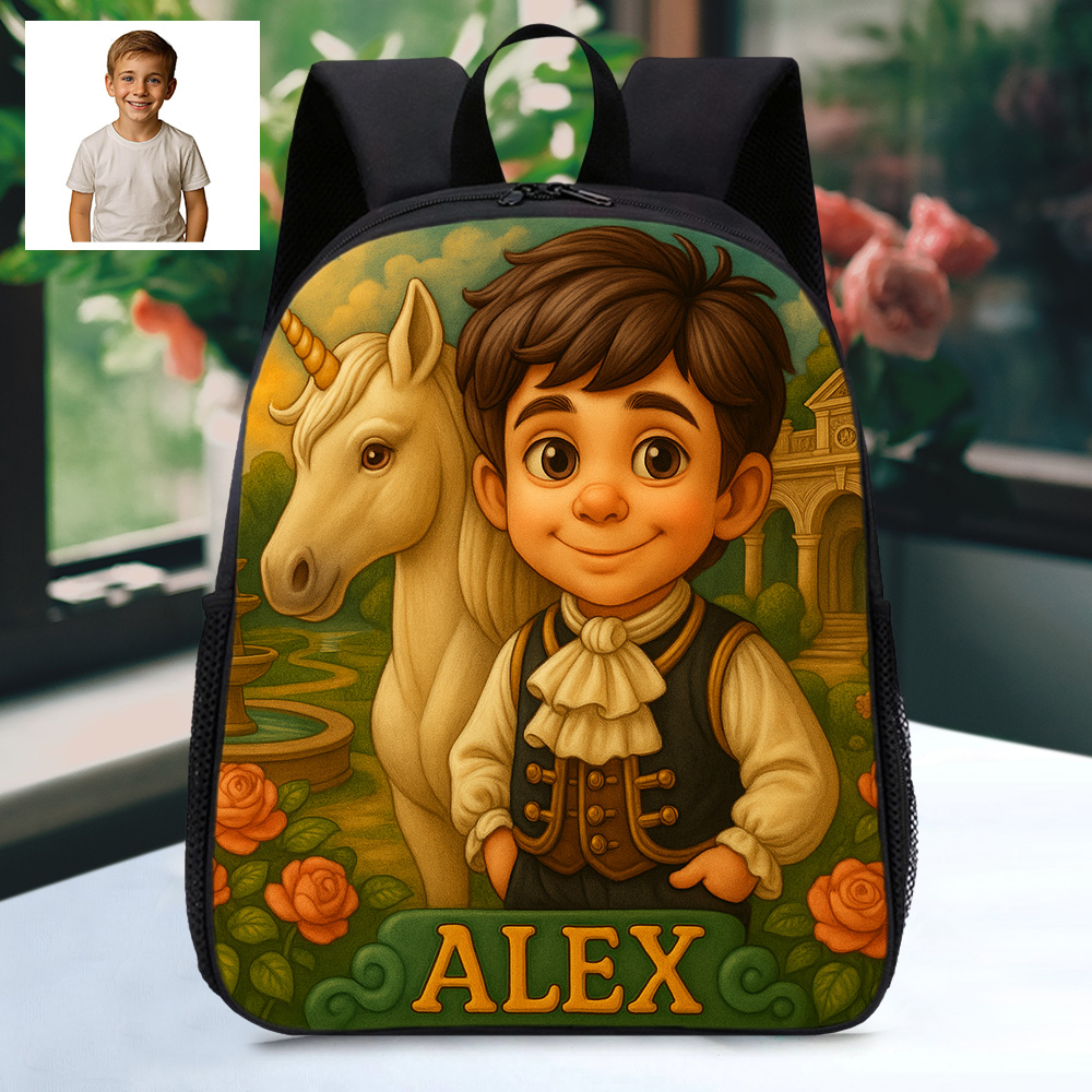 Personalisierter Kinder Rucksack Mit Foto Cartoon Und Name Individueller Schulranzen Mit Tier Motiv Geschenk Für Kinder