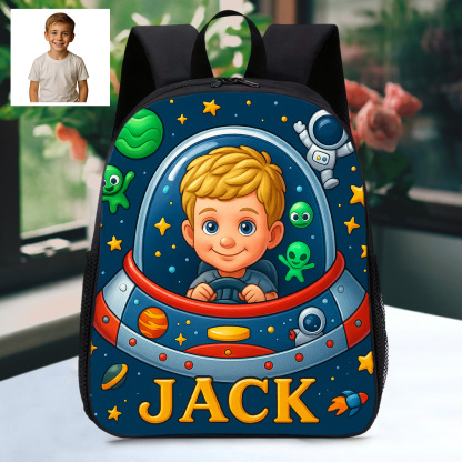 Personalisierter Kinder Rucksack Mit Cartoon Bild Und Name Einzigartiger Weltraum Abenteuer Schulranzen Für Kinder