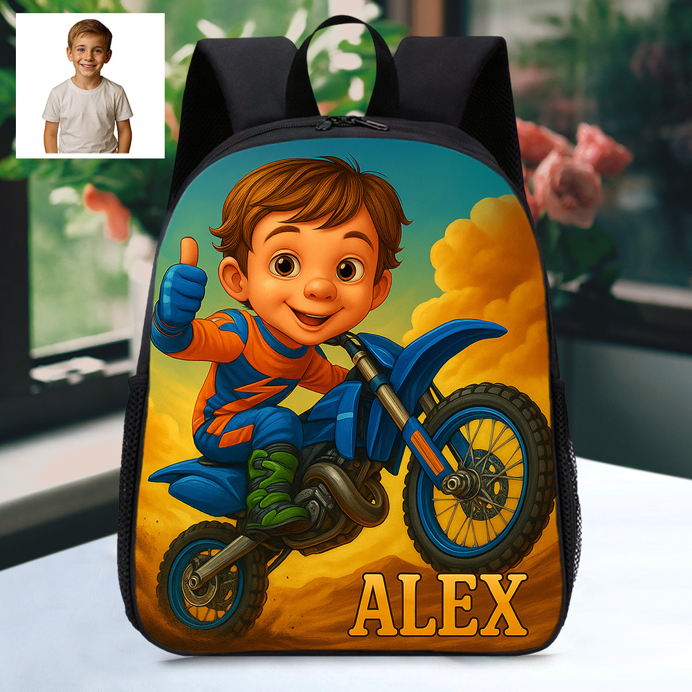 Personalisierter Kinder Rucksack Mit Foto Cartoon Und Name Strapazierfähige Schultasche Für Sportliche Kinder